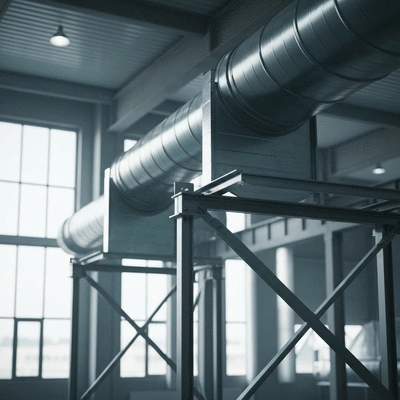 Industrial ventilation ducts with robust support systems