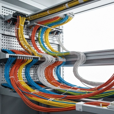 Industrial cable management system with neatly organized cables