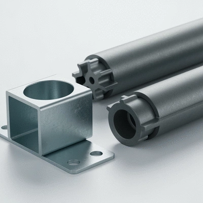 Close-up of Bigfoot Supportage materials, galvanized steel and reinforced nylon