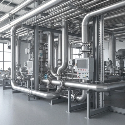 Industrial piping system with support brackets