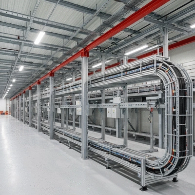 Industrial cable management system in a modern facility