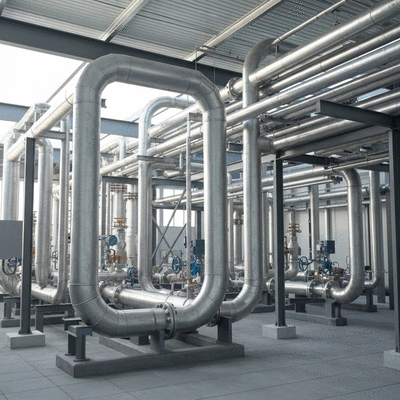 Système de tuyauterie industrielle avec supports anti-sismiques en zone sismique