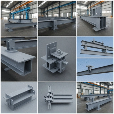 Industrial support beams with various types of beam attachments