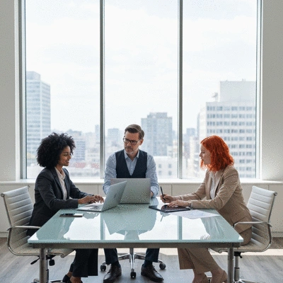 Équipe de professionnels travaillant ensemble dans un bureau moderne