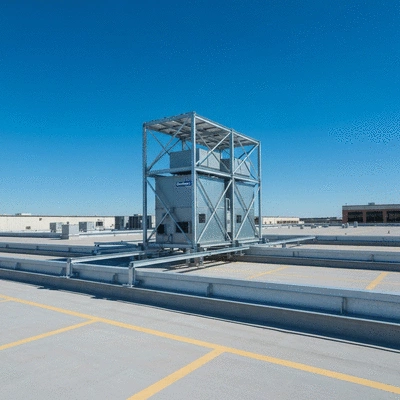 BigFoot Supportage system supporting industrial equipment on a rooftop