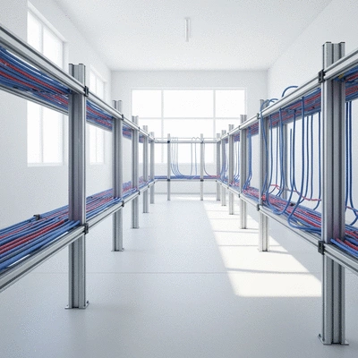 Industrial cable management system with support structures