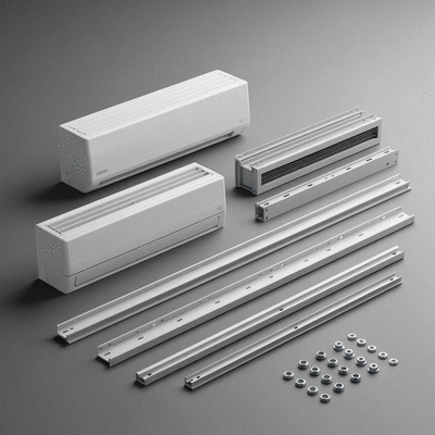 Différents types de supports de climatisation : consoles, rails et attaches