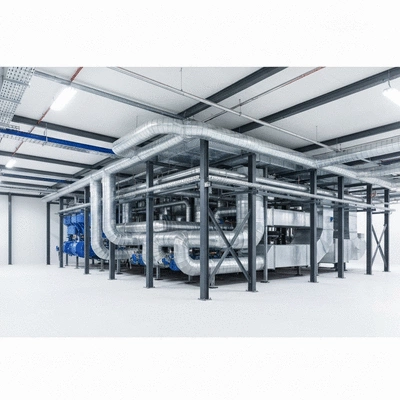 Industrial HVAC system with support structures