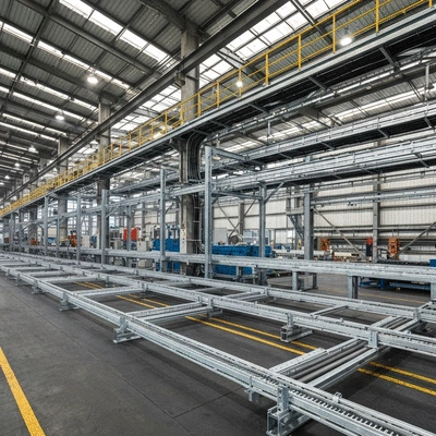 Industrial cable management system in a factory